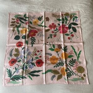 Rifle Paper Co. pink floral blooming silk twill scarf 33" square